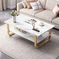 Meubles de salon modernes en marbre, table basse en acier inoxydable, tables basses de luxe