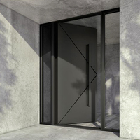 Portes d'entrée extérieures modernes en fer massif, grandes, automatiques, anti-effraction, pivotantes, pré-montées pour maisons