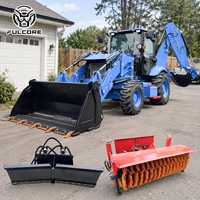 Chargeuse sur pneus diesel certifiée CE FULCORE 1,5 m³ avec godet de rétrocaveuse pour le terrassement avant et l'excavation arrière, idéale pour les travaux municipaux