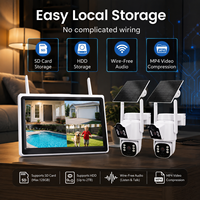 Nouveau kit de caméras de sécurité domestique WiFi PTZ alimenté par énergie solaire avec écran LCD 10,1'', NVR 8 canaux, capteur CMOS 4MP, audio bidirectionnel et vision nocturne