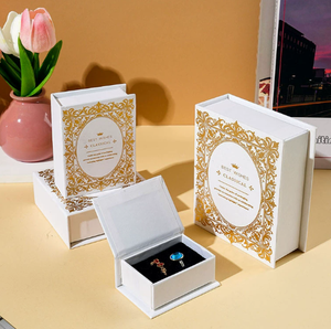 Factory Wholesale Custom Logo Rectangle <b>Book</b> Style Solid Pattern Printed Paper Jewelry Gift <b>Box</b> Magnetic Closure for Rings - Product Image 1