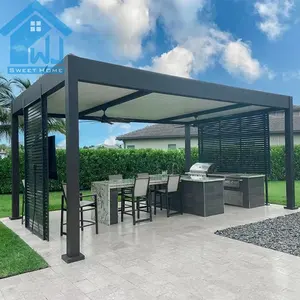 Pasokan Gazebo balkon Cina juga memanggil atap Louvered aluminium Pergola untuk balkon rumah