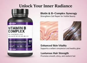 Tabletas de Complejo de Vitamina <span class=keywords><strong>B</strong></span> con B1/B2/B3/B5/B6/B12, Ácido Fólico y Biotina, Sin Gluten, Sin OMG, 60 Tabletas, Suplemento Alimenticio, OEM/ODM - Product Image 3