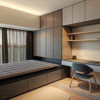Multifunktionales Massivholz-Schlafzimmerschrank-Set mit Bett, 5+ Schubladen, kombiniertem Schreibtisch, Wandschrank und Bücherregal – Maßgefertigtes Schlafzimmer