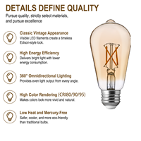 Ampoule LED à filament de verre ST19/ST58 à culot B22/E26/E27, 4W, dimmable, température de couleur 2200K-6000K, IRC 90, pour une utilisation multi-scènes