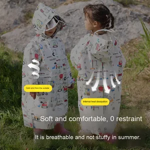 Impermeabile per Bambini Lungo e Completo con Protezione per Zaino, per Ragazzi e Ragazze, Studenti delle Scuole Elementari, Escursioni e Gite all'Aperto - Product Image 3