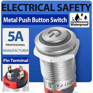 공장 직판 맞춤형 순간 금속 푸시 버튼 스위치 12mm 16mm 19mm 22mm 크기 IP67 보호등 포함 CE TUV 인증 - Product Image 2