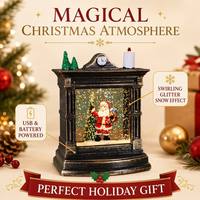 Decoraciones Navideñas, Lámpara de Bola de Cristal LED, Nochebuena, Figura de Anciano, Copos de Nieve Flotantes, Regalo Navideño Creativo para Interiores