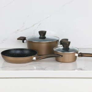 New Arrival 5-mảnh nhôm không dính Granite <span class=keywords><strong>Cookware</strong></span> Set thiết kế cổ điển cho cảm ứng nồi thân thiện với môi - Product Image 1