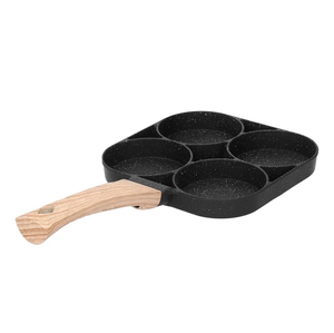 Sartén Cuadrada Metálica Antiadherente con Mango de Madera, Revestimiento de Mármol Antiadherente, Sartén para 6 Huevos, Apta para Cocinas de Gas e Inducción - Product Image 1