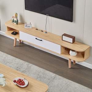 Mueble de TV de madera maciza con almacenamiento para apartamentos y casas pequeñas, diseño simple de pie. - Product Image 1