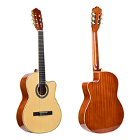 Grosir 39 "buatan tangan ukuran 4/4 memotong klasik gitar elektrik senar nilon dengan EQ dan Kit aksesori