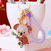 Collection de luxe exquise : Porte-clés Koala mignon entièrement incrusté de strass, Porte-clés paresseux en métal, Adorable pendentif animal