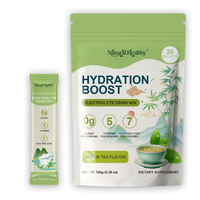 Mélange de boisson électrolytique hydratante naturelle et saine OEM ODM, saveur thé vert, poudre sans sucre avec 7 électrolytes et 5 vitamines