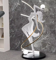 Lampe sur pied LED moderne abstraite en forme de sculpture de danseuse, avec anneaux de base E27 et ampoules sphériques, luminaire de luxe pour la maison, les clubs et les bars