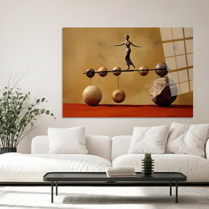 Elegant Balance Stone Woman Printed <b>Canvas</b> Art: Modern <b>Wall</b> Decor,TEMPERED GLASS ART - Product Image 3