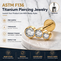 Labret à dos plat, clou d'oreille pour tragus, anneau de lèvre en titane avec zircon à filetage interne, bijoux de piercing tendance pour cartilage et hélix