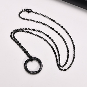 트렌디 패션 주얼리 블랙 실버 도금 스테인리스 스틸 모비우스 링 펜던트 목걸이 남녀 공용 - Product Image 3