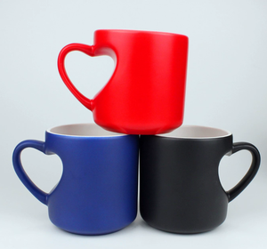 Tasse à café en céramique à sublimation avec poignée en forme de cœur, motif étoile scintillante, réactive à la chaleur, changeant de couleur, personnalisable avec photo, vente en gros - Product Image 4