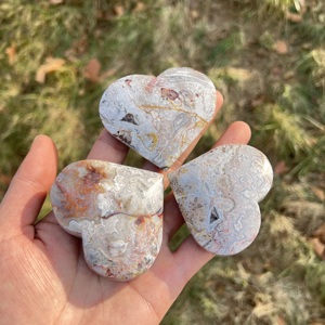 Venta al por mayor de piedra de ágata Crazy Lace natural tallada en forma de corazón, ágata mexicana pulida en forma de corazón para sanación y decoración del hogar - Product Image 5
