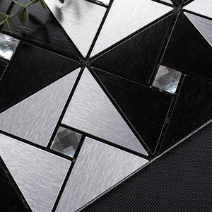 Black and <strong>White</strong> Mixed Metal Texture Aluminium Self Adhesive Mosaic <strong>Stick</strong> <strong>on</strong> <strong>Tiles</strong> for Kitchen Backsplash - Product Image 5