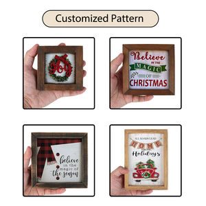 Rustic Farmhouse 3.5x3.5 Inch Christmas <strong>Wood</strong> <strong>Plank</strong> Hanging Sign Wooden Plaque Wall Sign Holiday Decor - Product Image 3