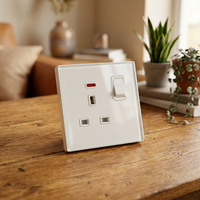Interruptor de Pared Eléctrico Multifunción para el Hogar, Enchufe con Placa Frontal de Vidrio Templado de Lujo, Interruptores y Enchufes de Pared