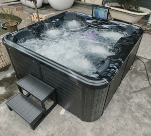 Spa de <span class=keywords><strong>piscine</strong></span> extérieur 6 personnes, couleur noire, avec Smart TV et Wi-Fi, pour villa et jardin, bain à remous hydromassant - Product Image 2