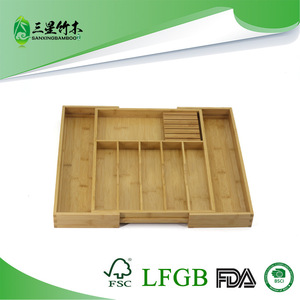 Caja organizadora de cubiertos y cuchillos de bambú extensible para fabricantes transfronterizos con bloque de cuchillos desmontable - Product Image 5