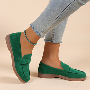 Factory Wholesale Women's Black Faux Suede Mule Loafers - Flat Sole Casual Slip-on Backless Daily Shoes - Product Image 6