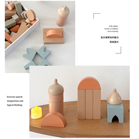 Çocuk Oyuncakları Ahşap Kale Yapı Taşları Seti, İskandinav Pastel Oyun Evi İstifleme Oyuncağı, Montessori Yaratıcı Yapım Oyuncağı CE CPC