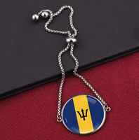 Conjunto de Joyería del Fabricante: Collar, Pulsera, Brazalete, Pendientes y Llavero con Colgante de Mapa de Barbados y Bandera Nacional