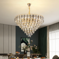 Grand lustre doré de luxe Lustre à LED moderne en cristal K9 décoratif pour hôtel et maison