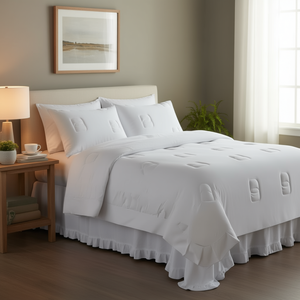 Juego de Edredón Amore King de 11 Piezas, Color Blanco Sólido, Estilo Princesa, para Todas las Temporadas, Ropa de Cama para el Hogar - Product Image 2