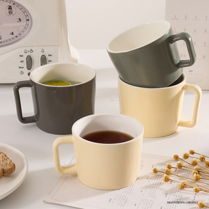 Cross Border European Style Ceramic <b>Mug</b> Solid Color With Handle Single Cup <b>Coffee</b> Tea Drinkware Gift <b>Set</b> White Light Yellow Gray - Product Image 1