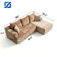 Canapé modulaire en tissu couleur camel, emballage sous vide, convertible en ensemble sectionnel, housse amovible, vente en gros