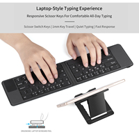Teclado Inalámbrico Plegable Portátil con Panel Táctil, Mini Teclado Recargable para Teléfono, Tableta, Computadora Portátil, PC, iOS, Android, HarmonyOS