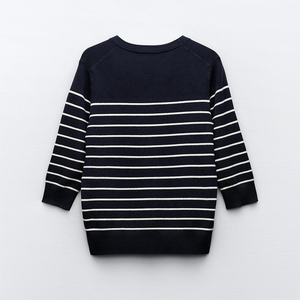 Women's New Home Knitted Tops Seven-quarter Sleeve <strong>Slouchy</strong> Knitwear Striped <strong>Jumper</strong> Wholesale Loose Women's Pullover - Product Image 2