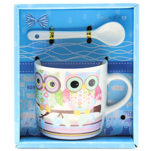 แก้วเซรามิกพิมพ์ลายนกฮูกสำหรับเป็นของขวัญถ้วยเซรามิกพิมพ์ซับลิเมชันตามสั่ง - Product Image 3