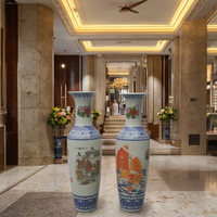 Große Jingdezhen Keramik Boden-Vase Gold-Jade mit Transparenter und Matter Glasur für Wohnzimmer Dekoration