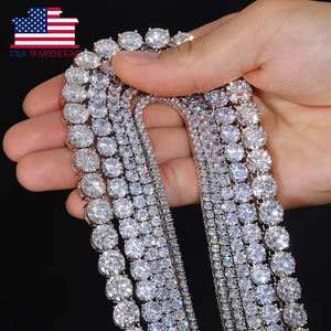 ठीक गहने 3 मिमी-10 मिमी क्लासिक 925 स्टर्लिंग सिल्वर vvvv मोइससानाइट डायमंड क्लस्टर टेनिस चेन हार पुरुषों के लिए - Product Image 1