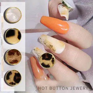 Paso Sico Populaire Winter Nail Decoratie Amber Shell Luipaard Print Legering Nail Art Knop Voor Nail Designs Diy