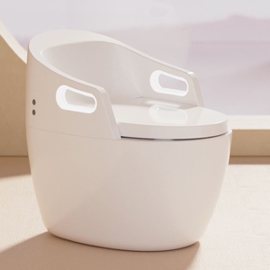 Fauteuil de toilette intelligent en céramique avec accoudoirs, dossier semi-circulaire, chasse d'eau automatique, siège chauffant, télécommande, monobloc - Product Image 1