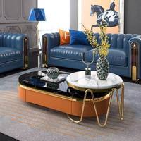 Table basse carrée convertible en acier de style minimaliste et luxueux italien, ensemble de tables basses modernes pour salon
