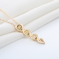 Collar con colgante en espiral de la estructura molecular del ADN, joyería creativa para amantes de la ciencia