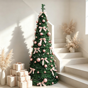 Árbol de Navidad Telescópico Plegable de Alta Calidad de 180 cm con Pantalla LED, Luz Blanca Cálida, Pre-Decorado, en Forma de <span class=keywords><strong>Pagoda</strong></span>, para Interiores - Product Image 4