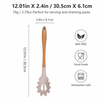 Fourchette à pâtes en silicone de qualité alimentaire OEM ODM, écumoire à spaghetti, cuillère à nouilles de cuisine, sans BPA, résistante à la chaleur
