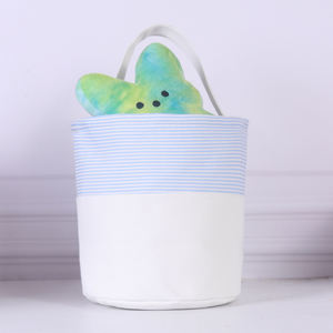 Panier de Pâques <span class=keywords><strong>en</strong></span> tissu à carreaux pour la chasse aux œufs, lapin, enfants, rayures, paniers de Pâques simples, panier pour bébé - Product Image 3