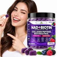 Gummies multi-nutriments NAD avec Resvératrol, Berbérine, Biotine, Collagène et Mélange de Vitamines K2 et D3 pour la Santé des Cheveux, de la Peau, des Ongles et des Articulations