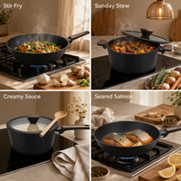 Ensemble de casseroles et marmites antiadhésives en aluminium de haute qualité Ensemble de marmites à soupe de cuisine Batterie de cuisine